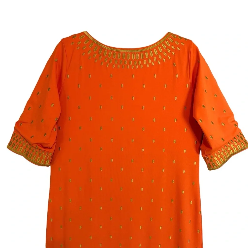 Gretchen‎ Scott Rocket Girl Dress Large Orange Embroidered Tunic Resort NWT